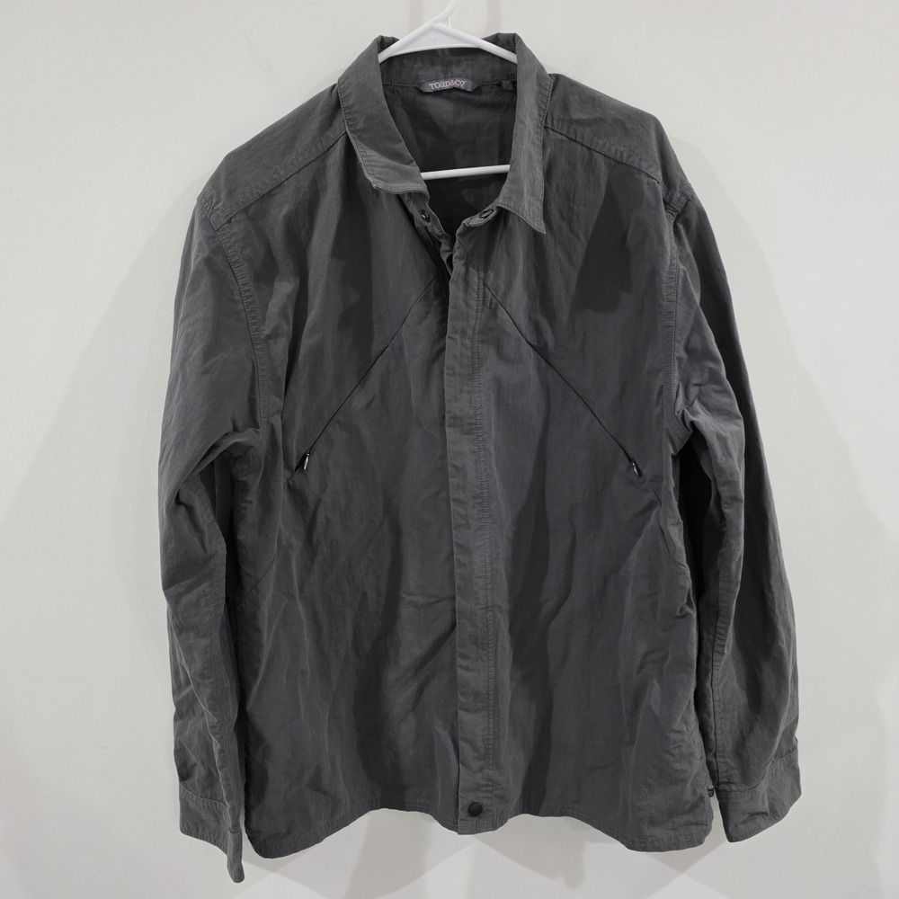 Toad And Co Mens En Route Shirt Jacket Size Large Gray Nylon Cotton‎ Outdoor
